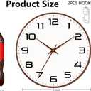 Woodgrain Wall Clocks Battery Operated 12 Inch, Large Easy-to-Read Silent Digital Wall Clock, Non Ticking Modern Vintage Analog Clock for Bedroom Living Room Bathroom Kitchen Office Gym,Brown