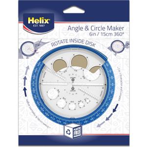 Helix Angle and Circle Maker with Integrated Circle Templates, 360 Degree, 6 Inch / 15cm, Assorted Colors (36002)