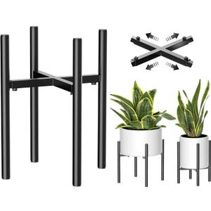 Plant Stand, Indoor Plant Stand Adjustable for 8 to12 inches Plant Pot, Metal Plant Stands For Indoor Plants Mid Century Stable Stylish Black Planter Stand for Outdoor, Black 1 Pack, Pot not Included