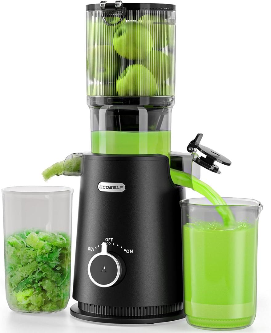 Juicer Machines Easy to Clean, with Wide Mouth & Large Feed Chute, Cold Press Juicer For Whole Fruits & Vegetables, Slow Masticating Self Feeding for Juice Extractor Machine, High Juice Yield (Medium, Premium Black)