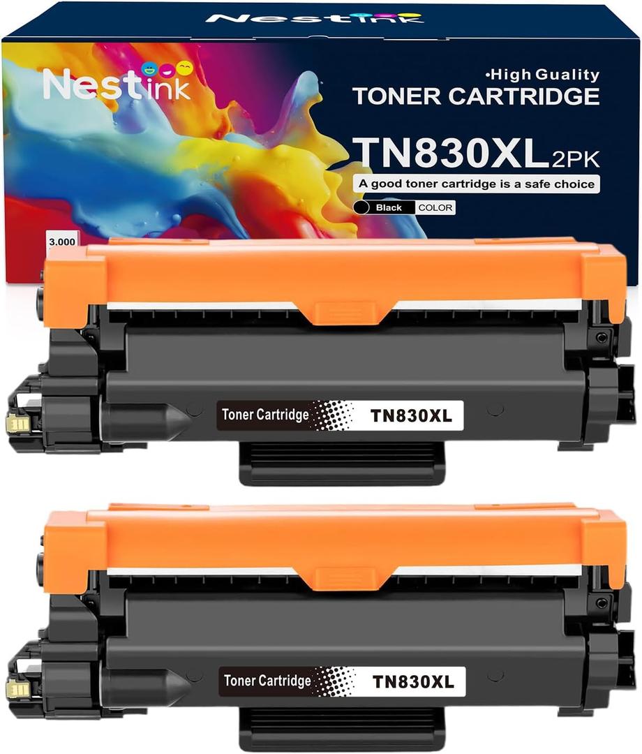 TN830XL High Yield Toner Cartridge Replacement for Brother TN830 / 830 XL to Compatible with HL-L2460DW DCP-L2640DW HL-L2405W HL-L2400D HL-L2480DW MFC-L2820DW MFC-L2820DWXL Printer (Black, 2-Pack)