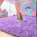 Purple Area Rugs for Girls Bedroom,5x8 Rug,Fluffy Shag Rug for Living Room,Thick Furry Rugs for Kids Room,Shaggy Throw Rug for Nursery,Playroom,Kawaii Fuzzy Plush Carpet,Cute Room Decor for Baby