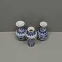 WUWEOT Set of 3 Small Blue & White Porcelain Vases, Petite Classic Oriental Bottle Vases, Decorative Chinoiserie Art Fambe Glaze Floral Bud for Home Decor and Events