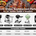 8835 Cast Iron 21.5" Grill Grates w/12" Removable Center Grate for Weber Original Kettle Premium 22-inch Charcoal Grill, Replacement Parts for Weber 22" Performer Premium Grill, One-Touch Grills