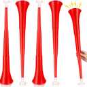 Sosation 4 Pieces Collapsible Stadium Horn 24 Inch Vuvuzela Plastic Trumpet Horn Blow Noisemakers for Sporting Events Football Games Sports Party Supplies Favors Accessories(Red)