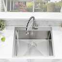 25 Inch Drop In Utility Sink with Faucet, 25"x22"x12" Drop In Laundry Sink 16 Gauge Stainless Steel Utility Sink 12" Deep Single Bowl Laundry Room Sink