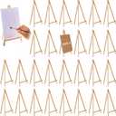 BBTO 30 Pack 12 x 6 Inch Tall Wood Easels for Painting Wooden Easels Bulk Small Art Craft Painting Easel Stand Tabletop Display Triangle Easel Art Craft Tripod for Artist Adults Student Birthday Party