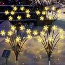 Set of 4 Snowflake Solar Christmas Decorations, 8 Modes Swaying Garden Lights, Outdoor Pathway Solar Christmas Stake Lights, Upgraded Base on Firefly Light for Lawn Decor (Warm White)
