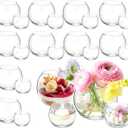 24 Pack Glass Bubble Vases,Small flower bud vases bulk,4"W x3"H Set of 12 Pcs Clear Bowl Vase,2.6"W x2.2"H Set of 12 Pcs Round Candle Holders,Mini Globe Vase Centerpiece for Wedding Party,Home Decor