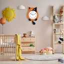 Lafocuse Silent Cat Wall Clock with Swinging Tail Battery Operated, Analog Orange Cat Clocks for Kid's Room, Cute Kids Wall Clock for Living Room Bedroom Home Decor
