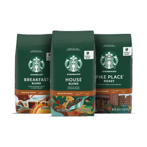 Starbucks Medium Roast Whole Bean Coffee Variety Pack 3 bags (12 oz each) Medium Roast Variety Pack 12 Ounce (Pack of 3), Best By 07/30/26