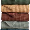 100% Cotton Blue Blanket Twin/Twin XL Size for Bed - Breathable and Soft, Waffle Weave for Summer Spring, 90x66 Inches (Peacock) (All Season- Eucalyptus)