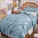 Bedsure Twin XL Comforter Set - Extra Long 5 Pieces Dorm Bedding Sets, GentleSoft Pinch Pleat Light Blue Bed in a Bag with Pintuck Comforter, Sheets, Pillowcase & Sham