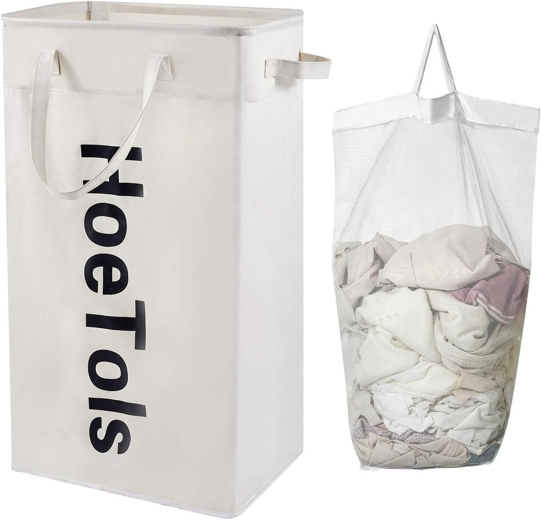 100L Clothes Laundry Hamper with Handles, Large Dirty Clothes Hamper with Removable Inner Bag,Tall Slim laundry basket for Corner Bedroom Bathroom Toys Storage