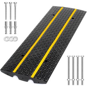 FCOME Rubber Heavy Duty 22000lbs Capacity Car Ramp, Driveway Curb Ramp, Doorway Rubber Ramp, 48"L x 16.1"W x 2.6"H, Black+yellow