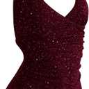 Verdusa Women's Rave Glitter Sparkly Tops Tie Backless Halter Bodysuit Sleeveless Leotard Tops (Medium, Burgundy)