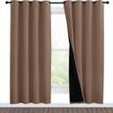 NICETOWN Living Room Completely Shaded Draperies, Privacy Protection & Noise Reducing Ring Top Drapes, Black Lined Insulated Window Treatment Curtain Panels(Cappuccino, 2 Pieces, W55 x L78)