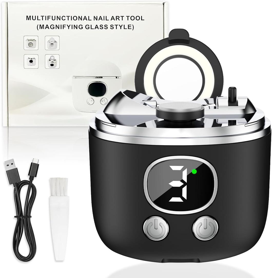 2026 New Electric Nail Clipper, 3-Speed Fingernail Trimmer with Magnifying Glass & Adjustable Trim Slot, Automatic Nail Clipper/Polisher/Grinder with Light Safe for Seniors Adults Kids, Black