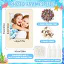 Yalikop 12 Pack DIY Mosaic Photo Frame Craft Kits Unfinished Wooden Magnetic Picture Frame with Mosaic Tiles and Shells Mini Ocean Fridge Frames to Decorate for Summer Activities Birthday Craft Gifts, 3.74 x 2.56 inches