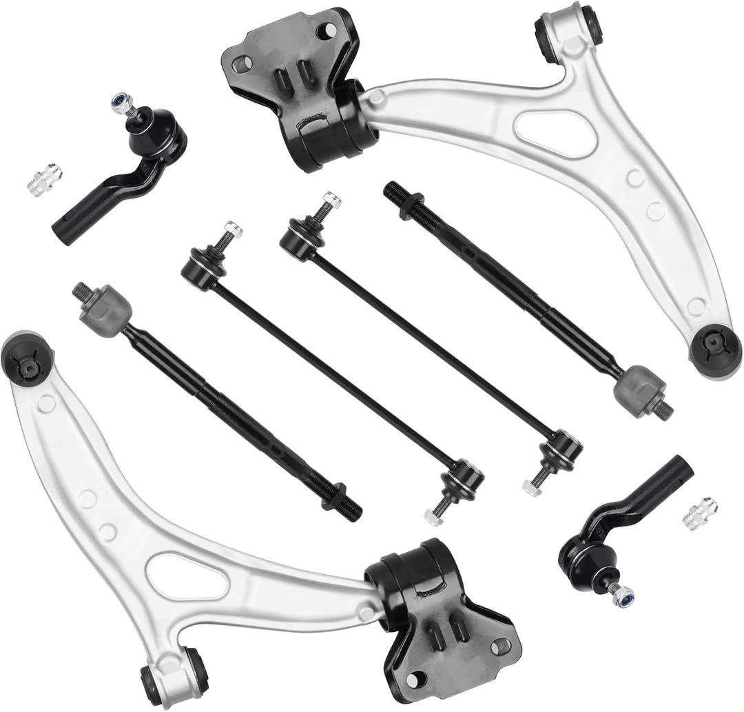 8pc Front Lower Control Arms Suspension Kit Fit for Ford for Focus 2012-2016 Ford C-Max 2013-2018 with Stabilizer Sway Bar End Inner Outer Tie Rod Ends K622788 K622753