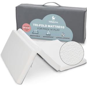 Waterproof Pack and Play Mattress Topper | 38" x 26" x 1.5" | Trifold Style - Breathable Soft Plush Foam - Portable Mattress Topper - Baby Foam Mattresses for Babies