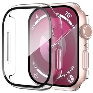 Smiling 2 Pack Case Compatible with Apple Watch Series 11 (2025)/ Series 10 42mm with Tempered Glass Screen Protector, Hard PC Case Scratch-Resistant Overall Protective Cover- Transparent
