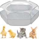 UWE Small Animal Playpen, Chicken Brooder Box with Cover Top, Portable Outdoor Exercise Pet Cage Tent, Waterproof Breathable Pet playpen Indoor for Chick Ktiien Bunny Hamster Guinea Pig, Grey