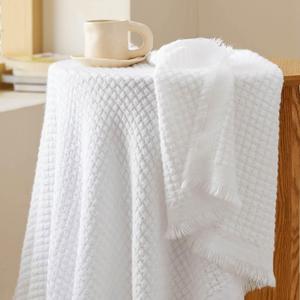 Bedsure White Throw Blanket for Couch - Decorative Woven Throw Gifts with Tassels, Soft and Lightweight Farmhouse Blankets for Couch and Sofa, 50x60 Inches (01 - Off White)