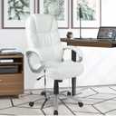 FDW Office Chair Massage Computer Chair High Back Adjustable Desk Chair Rolling Swivel Executive Chair PU Leather with Lumbar Support Arms Headrest Task Chair,White