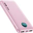 Portable Charger 10800mah,Ultra Slim 22.5W LCD Display Power Bank,Dual QC 4.0 PD USB C Fast Charging Battery Pack,3 Outputs Portable Phone Charger Compatible with iPhone Samsung Android Phone etc (Pink)