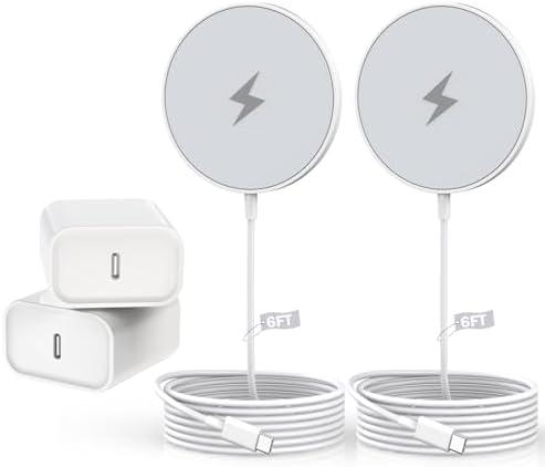 Magnetic Charger for iPhone 17,Mag-Safe Fast Wireless Charging 2Pack 6Foot Magnetic Apple Charger Pad with 2Pack USB C PD Fast Charging Block for iPhone 17/17 Pro/16 Pro Max/Plus/15/14,AirPods 3/Pro 2