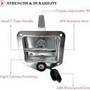 2 Pcs L8815 Tool Box Latch T Handle Latches with Lock Highly Polished Stainless Steel for Trailer Door RV Camper Truck Bed Toolboxes - Folding with Gasket