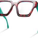 livho Oversized up to 99% Blue Light Blocking Glasses for Woman - Rectangle Fashion Glasses for Computer, Chic Preppy Frame (Pink Tortoise With Green Legs)