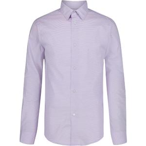 Calvin Klein Boys' Long Sleeve Patterned Dress Shirt, Button-Down Style with Cuffs & Shirttail Hem (Purple)