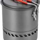 Bulin Camping Pot, 1.5L High Efficiency Backpacking Pot Ultralight Camping Cooking Set Cookware Gear with Heat-Proof Handle & Heat Exchanger for Outdoor Picnic Hiking Travel