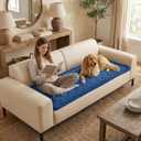 Smiry Fuzzy Couch Cover for Dogs, Non Slip Washable Pet Sofa Cover, Scratch Proof Hair Resistant Plush Sofa Slipcover, Pet Friendly Couch Cushion Protector for Cat, Navy, 27.6" x 88"
