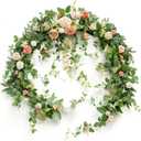 Ling's Moment 9FT Spring Eucalyptus & Willow Leaf Flower Garland for Pink Wedding, Valentines Sweetheart Table Centerpieces Head Table Decor, Arch Backdrop Decorations for Wedding | Garden Blush