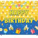 Cartoon Banana Birthday Backdrop 8x6ft Movie Theme Photo Background Boys Girls Happy Birthday Party Cake Table Decoration Banner