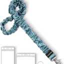 Lanyardio Stretchy Scrunchie Lanyard for ID Badges Keys, Cute Teacher Lanyard for Women with 2 Card Holders 19.23 Inch (Blackish Green)