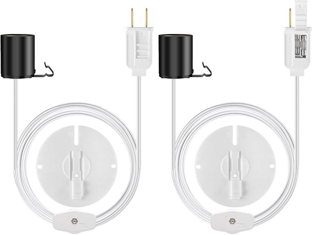 2 Set Christmas Blow Mold Light Kits Outdoor Replacement,E27 E26 Single Accessory Cord Salt Lamp Light Socket for Christmas Village Lights Ceramic Tree Craft and Santa Snowman Decorations