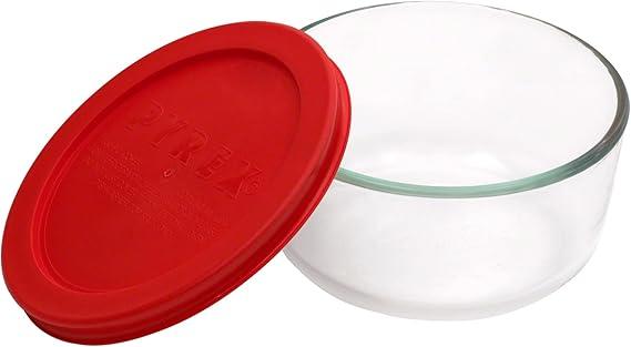 Pyrex Simply Store 2-Cup Single Glass Food Storage Container with Lid, Non-Pourous Glass Round Meal Prep Container with Lid, BPA-Free Lid, Dishwasher, Microwave, Oven and Freezer Safe