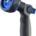 Garden Hose Nozzle heavy Duty - 9 Spray Patterns, High Pressure, Thumb Flow Control, On/Off Valve - Ideal for Lawn Watering, Car Wash & Pet Cleaning