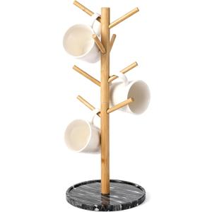 Bamboo Mug Holder, Sturdy 8 Hooks Coffee Mug Holders Mug Tree Stand, Decorative Mug Racks for Countertop, Non-Slip Coffee Mug Cup Tree Cup Organizer