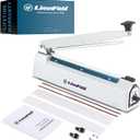 Sealer Pro, Patented 8-inch Impulse Heat Sealer, 2-mm Sealing Width Super Heavy Duty Bag Sealing Machine with Extra 2 Replacements, 1Fuse Included, White