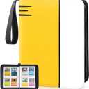 Binder 4 Pocket, Collectible Trading Card Album Fits 400 Cards, 50 Removable Sleeves, Portable Collection Holder, Game Case Book With Zipper for Gifts, Yellow