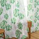 youleyar Floral Curtains Printed, Decor Hawaiian Style Green Tropical Palm Leaves Plant Pattern Rod Pocket Spring Summer Window Drapes for Bedroom, 52" W x 63" L