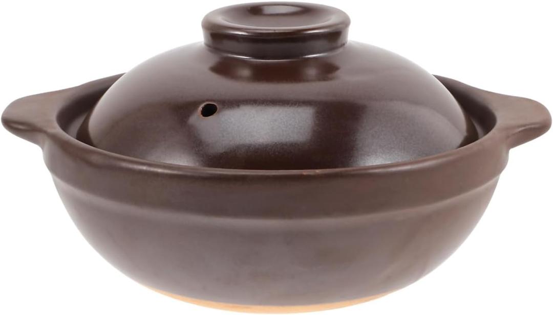 Cabilock Japanese Donabe Clay Pot with Lid, 6.5 Inch Terracotta Ceramic Casserole for Stovetop & Oven, Traditional Earthenware for Cooking Rice, Soup, Stew and Meat