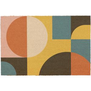 Funny Coir Doormat Simple Modern Abstract Geometric Front Door Mat Entryway Outdoor Mat with Heavy Duty Front Porch Welcome Mats Entry Natural Coconut Brown Mat Novelty Gift Doormat 23.7 x 15.7 inch