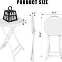 Folding Stool, 18 Inch Foldable Stool with Handle & Steel Frame, Folding Bar Stools, 500lbs Sturdy Foldable Lightweight Metal Chair for Camping, Indoor and Outdoor, White