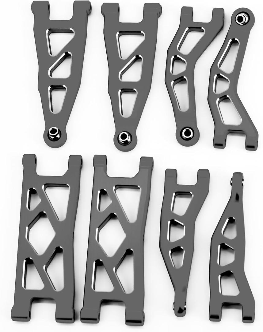 Aluminum Alloy Front & Rear Upper & Lower Swing Arms Upgrade Parts for Arrma 1/18 Granite Grom Typhon Grom (Black)